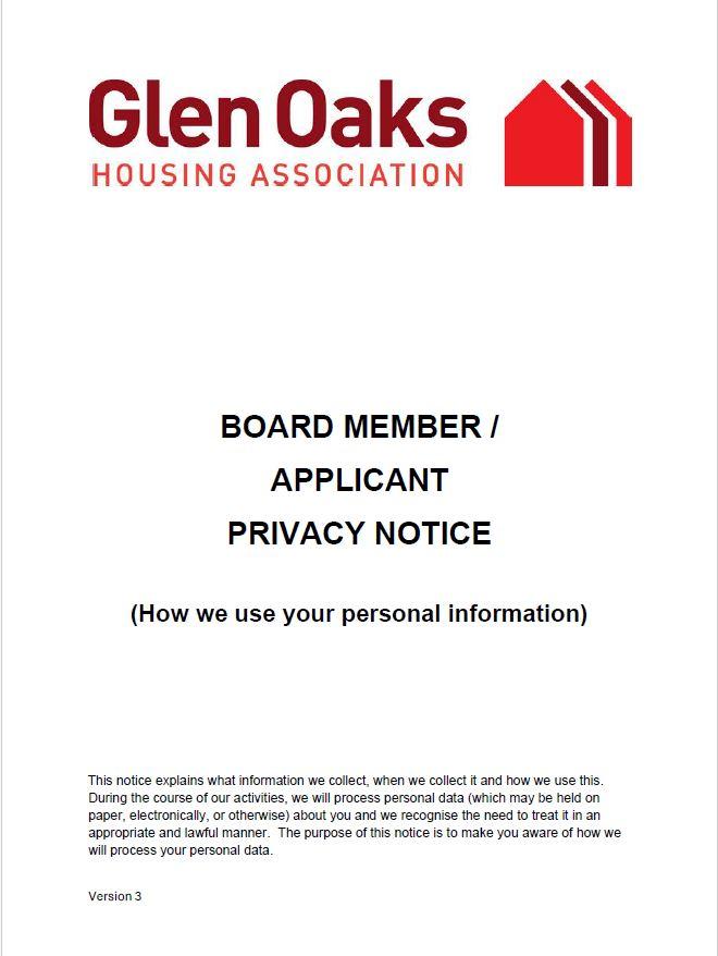 Board or applicant privacy notice image