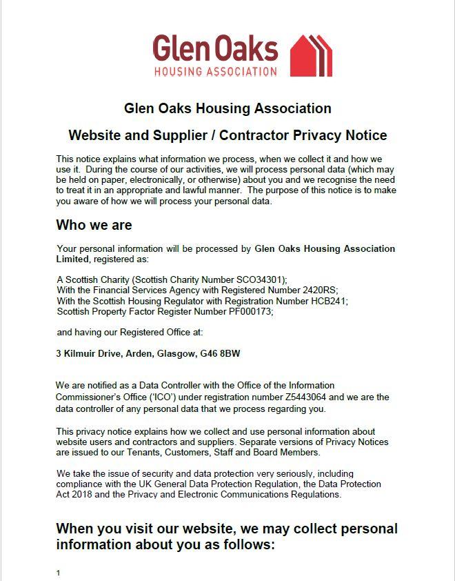 Website and contractor privacy notice image